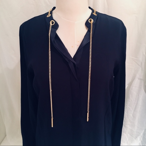 Michael Kors Dress Silk Shift Dress in Navy - Picture 2 of 6